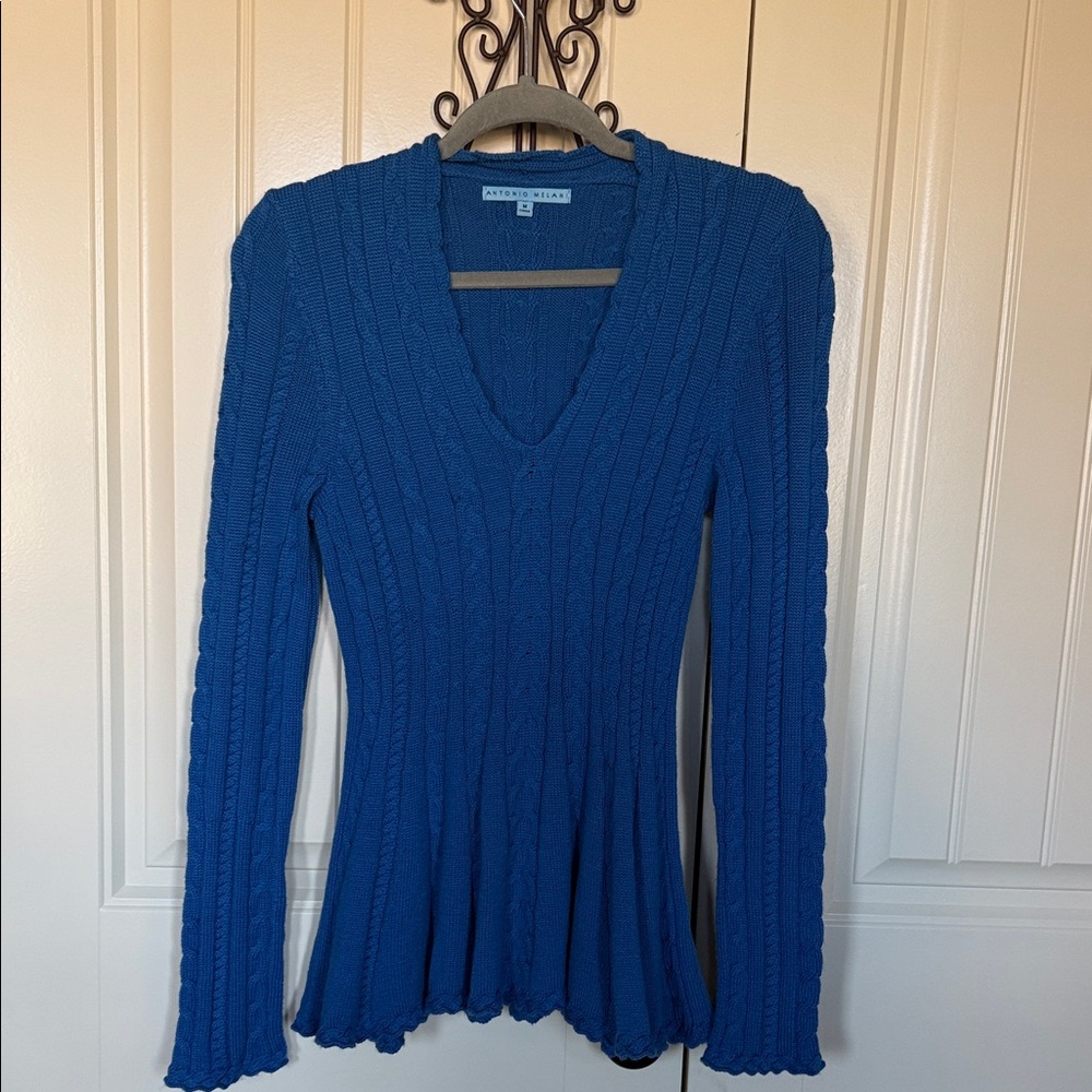 ANTONIO MELANI Deep Blue V-Neck Sweater